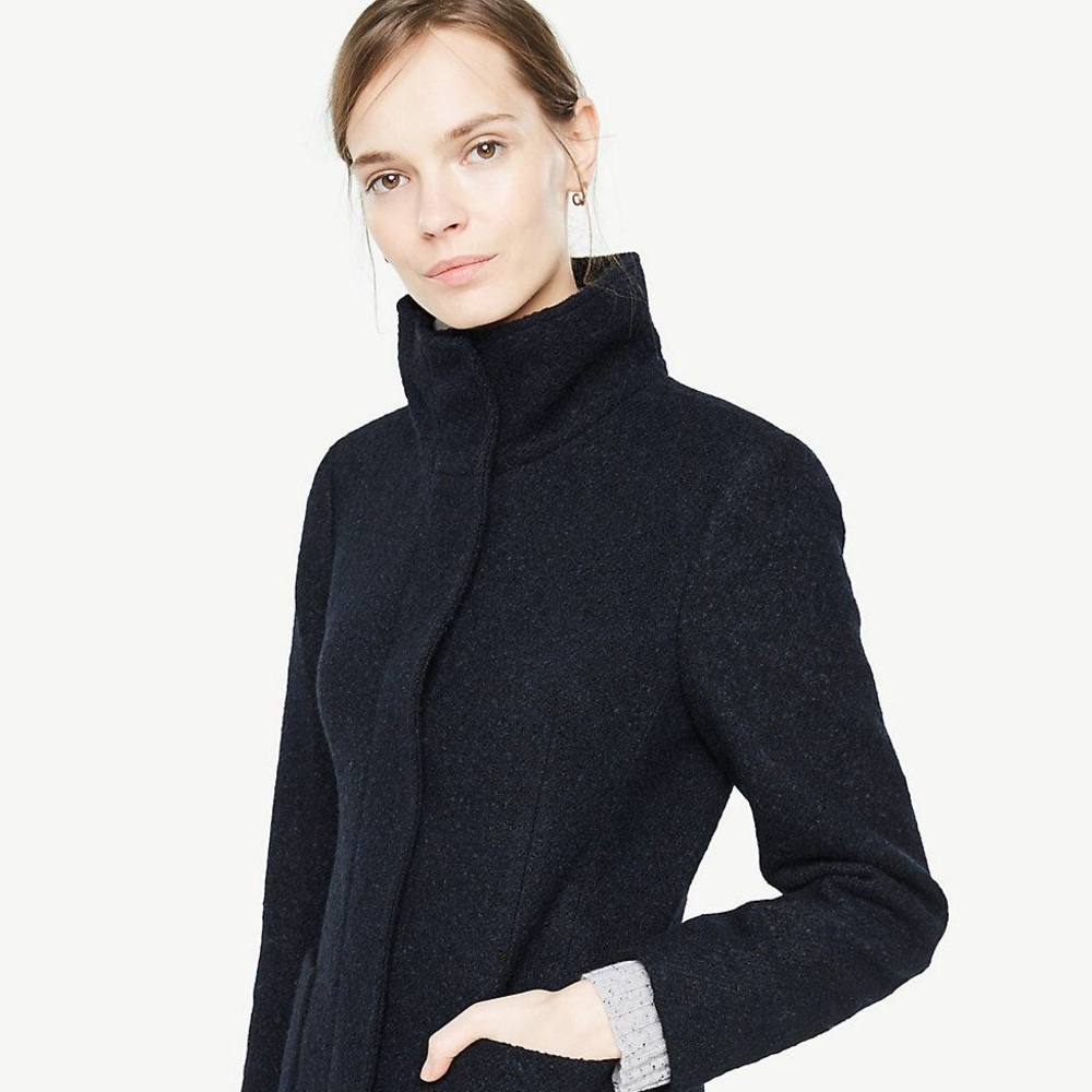 Ann Taylor Boucle Funnel Neck Coat